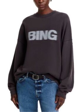 Anine Bing Miles Sweatshirt  Crewneck Sweatshirt - Charcoal with White Logo